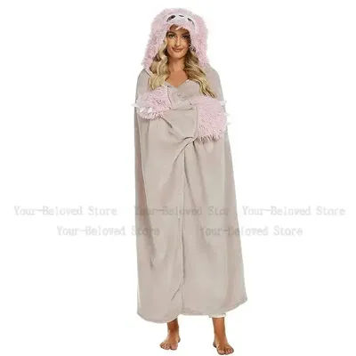 Doux polaire dessin animé Animal Homewear hiver sweats à capuche couverture maison Tv couverture femmes hommes vêtements de détente manches gants Robse vêtements d'hiver