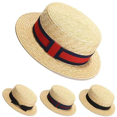 Chapeau de soleil vintage européen à large bord en paille avec nœud et ruban, chapeau de plage surdimensionné pour défilé de mode et protection solaire