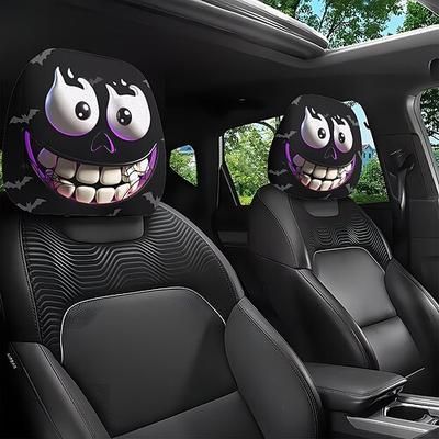 2/4 pezzi copri poggiatesta per auto con stampa di emozioni divertenti, protezioni per poggiatesta universali, accessori per interni auto morbidi ed elasticizzati, facili da installare, comodi