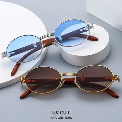 Lunettes de soleil rondes de luxe vintage pour femmes et hommes, petites montures, lunettes de soleil ovales pour femmes, lentille noire classique, nuances UV400
