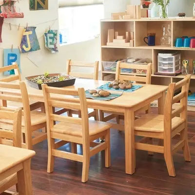 Montessori Wooden Table and Chair Set for Kids, Preschool Furniture for Daycare, Nursery Classroom Toddler Desk Set