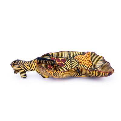 'African Map-Shaped Safari-Themed Hand-Painted Wood Catchall'