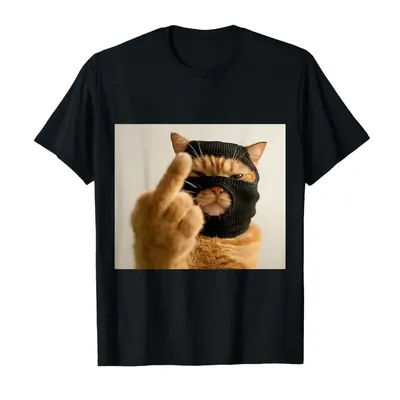T-shirt Meme Cats pour hommes et femmes, 100% coton, hauts à manches courtes, 0410-2