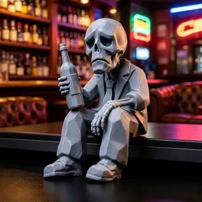 Drunk Skeleton Shelf Sitter FigurineDIY Office Humor Ornament Decor Desktop Monitor Gothic Desktop Companion Decor Humorous Gift