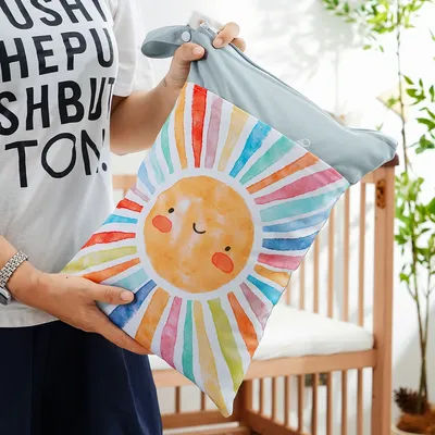 30*40CM Waterproof Reusable Wet Dry Bag With Two Zippered Washable Baby Diaper Nappy Bag Stroller Carry Handle Bag