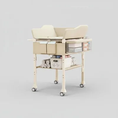 Baby Bath Changing Table Combo 2 in 1 Height Adjustable Baby Care Table Rolling Changing Station Small Space Friendly