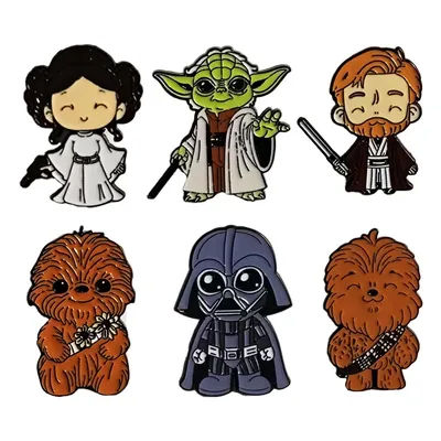 Cute Star Wars Darth Vader & Master Yoda Metal Badge, Classic European and American Sci-Fi Movie Brooch Accessory