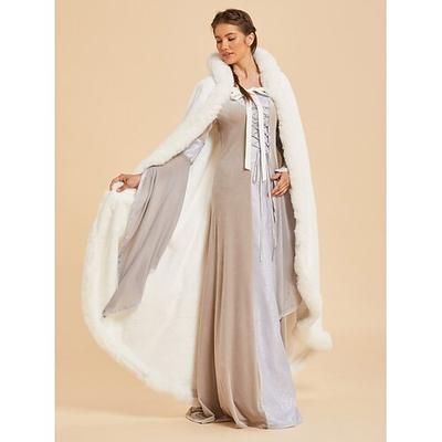 Set Retrò Vintage Medievale Rinascimento Lunghezza al pavimento Vestito Abiti Mantello con Cappuccio Normale Manica del polsino svasato Vichingo Straniero Elfico Costume Per donna Celtico Vichingo