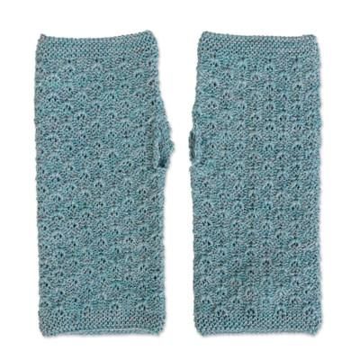 Gossamer in Jade,'Soft 100% Baby Alpaca Fingerless Mitts in a Jade Green Hue'