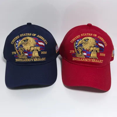 Casquette de baseball américaine pour le 250e anniversaire avec broderie du drapeau - Chapeau de soleil américain simple avec un design confortable et respirant