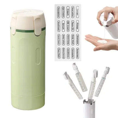 4 in 1 Draagbare Reisflessen Set – Lekvrije Reisdispenser voor Lotion, Conditioner, Shampoo & Douchegel
