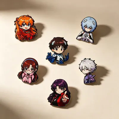 6 PCS Evangelion Enamel Pin Badge On Backpack Cartoon Brooch For Clothes Broche For Schoolbags Friends Gifts