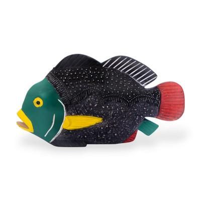 'Folk Art-Inspired Sese Wood and Aluminum Fish Sculpture'