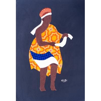 Adowa I,'Dance-Inspired Cotton Wall Art of Traditional Adowa Dancer'