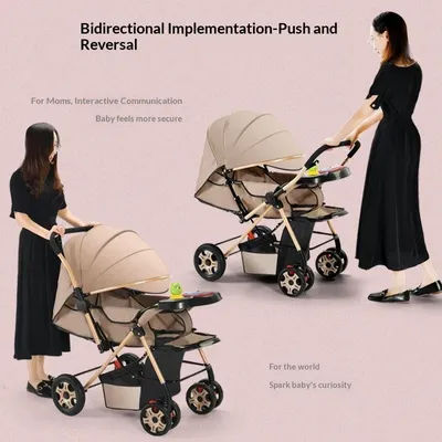 Lightweight Foldable Baby Stroller Reversible Compact Travel Infant Reclining High Seat Newborn Stroller Baby Trolley Baby