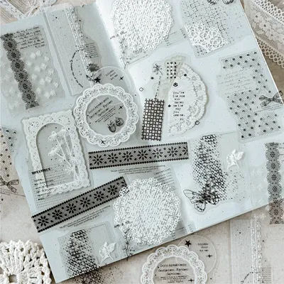 JIANQI 20pcs PET Transparent Hazy traces Stickers DIY Deco Scrapbooking Junk Journal Plants Flowers Sticker Stationery Supplies