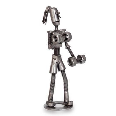 Fit Girl,'Female Weightlifter Eco-Friendly Recycled Metal Sculpture'