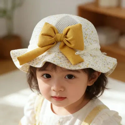 Chapeau pour bébé - Modèle léger d'été - Chapeau de soleil en maille pour filles - Style princesse - Bonnet rond et mignon - Protection solaire pour bébé