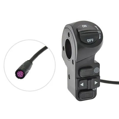 3 In 1 Electric Bicycle Light Switch Horn Self-Locking Switch For E-scooter Signal Turn Lights Switches Ebike Accessories