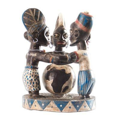 Global Peace,'World Peace Sculpture in Sese Wood from Ghanaian Artist'