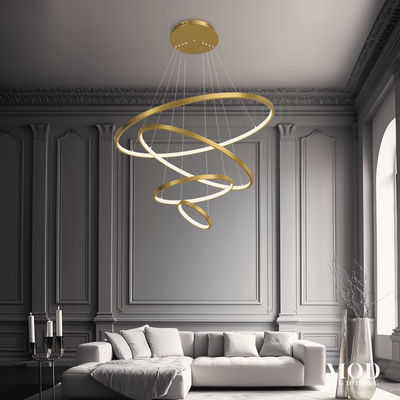 Janet | Modern Hanging Chandelier | Metallic Gold / 5 Rings / Cool White (6000k) | MOD LIGHTING