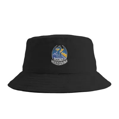 Casquette Bob Classique Dragon Bosnie-Herzégovine avec Slogan National, Chapeau de Pêcheur d'Extérieur Pliable et Doux, Chapeau de Soleil de Vacances Unisexe