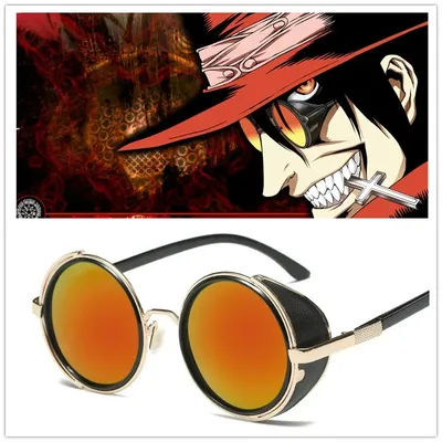Anime HELLSING Alucard Cosplay Glasses Vampire Hunter Orange Sunglasses Men Women Punk Glasses HELLSING Cosplay Prop