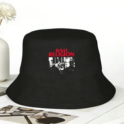 Chapeau Bob Unisexe Bad Religion Band, Respirant, Style Pêcheur, Décontracté pour l'Été, Vacances, Hip Hop, Chapeau de Soleil à Motif