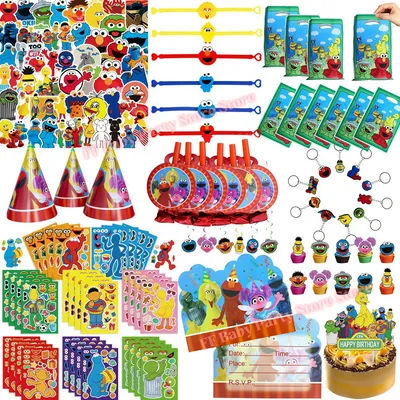 Cartoon Party Favor Supplies Anime Sesames Streets Keychain Sticker Gift Bag Fillers Birthday Christmas Favor Gifts Baby Shower