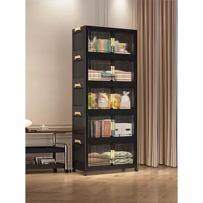 Thickened Folding Storage Cabinet Multi-Layer Toy Organizer for Kids Bedroom Baby Closet Home Use Mobile Toy Storage Cupboard