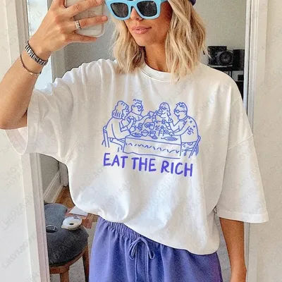 Eat The Rich Doodle – chemise féministe minimaliste, esthétique, chemises libérales, socialiste, gauche, mode drôle, unisexe, imprimé, couverture en coton