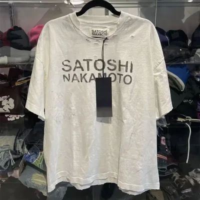 Satoshi Nakamoto 26SS Destroyed Luke T-shirt surdimensionné pour hommes et femmes, t-shirt de haute qualité