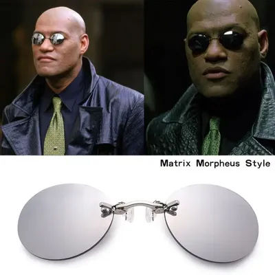 Lunettes de soleil rondes sans monture à clipser sur le nez, mini-lunettes sans monture Matrix Morpheus, lunettes rétro vintage pour hommes H2H5