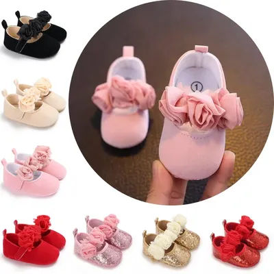 Baby Learning Walk Shoes, Elegant 3D Flower Infant Crib Shoes,Multi Style Soft Dress Footwear for Newborn Baby Girls 0-18Months
