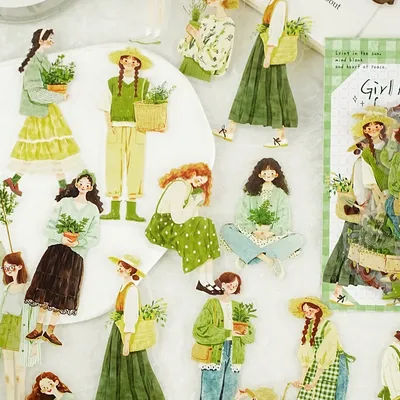 JIANQI 30 pcs Girl character PET Stickers Decorative handmade Scrapbooking Material Diary Album Craft Supplies