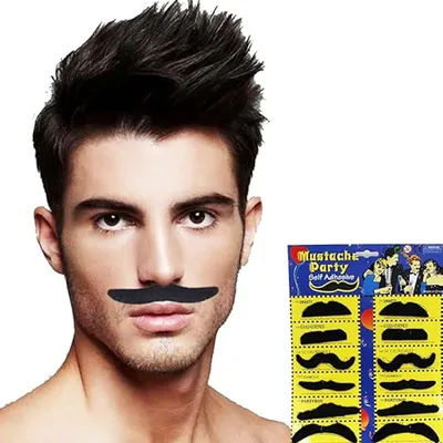 6 PCS Black Fake Beards - Fake Beard For Pirates, Detectives Disguising, Suitable for Festivals, Gatherings, Masquerade Parties