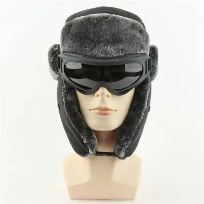 Chapeaux Ushanka militaires de l'armée de Ski de neige avec lunettes, fausse fourrure de lapin, trappeur à oreillettes pour hommes et femmes, bombardier chaud d'hiver imperméable