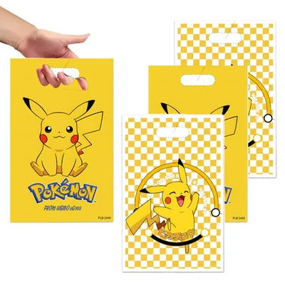 10/30/50/100pcs Cartoon Pikachu Theme Party Gift Bags Plastic Candy Bag Loot Bag Kids Birthday Decoration Supplies Baby Shower