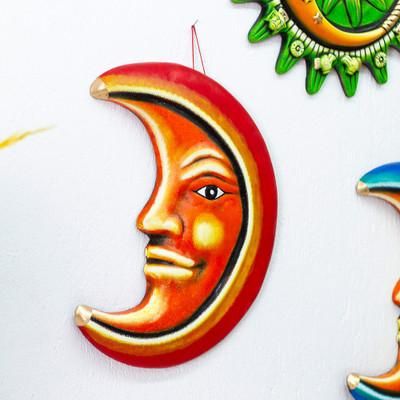 Orange and Yellow Moon Ceramic Wall Art'