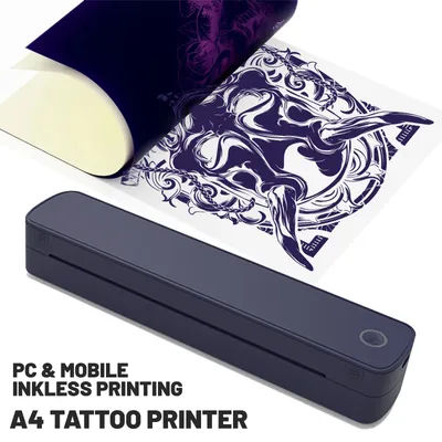 Portable A4 Tattoo Printer Inkless Thermal Printer Wireless Bluetooth Multifunctional Tattoo Stencil & Document Printer