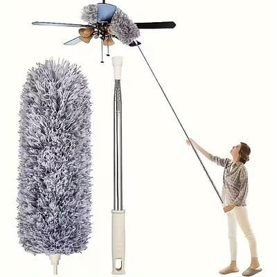Spazzola per la pulizia estensibile, spazzola flessibile e pieghevole per ventilatori a soffitto con testina lavabile e riutilizzabile, strumento retrattile per la rimozione della polvere per mobili,