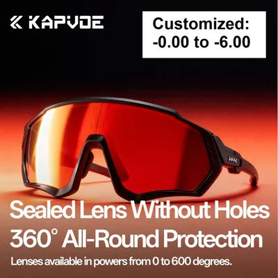 Kapvoe Prescription Cycling Glasses One-piece Molding Sports Sunglasses Customize Eyewear Sports Bike Goggles for Men Women