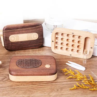 Wooden Baby Tooth Box Kids Milk Teeth Organizer Baby Hair and Teeth Storage Box Birthday Gift for Boys and Girls Keepsake