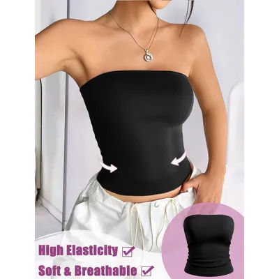 Haut tube minimaliste, bandeau ajusté sans bretelles pour des tenues superposées toutes saisons à combiner