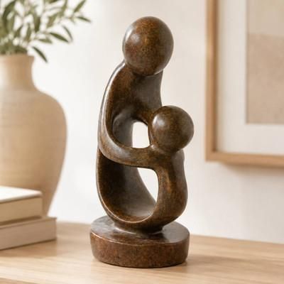 Family of Two,'Family of Two Zimbabwe Shona Serpentine Stone Sculpture'