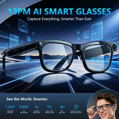 Lunettes Intelligentes IA KAIGERR 300mAh 4K 1300W Pixels Caméra Enregistrement Vidéo Reconnaissance Photo Appel Bluetooth Traduction Vocale Lunettes de Soleil Homme Femme