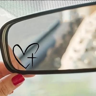 4 cuori adesivi per auto con croce, adesivo per specchietto retrovisore con motivo, decalcomania per specchietto retrovisore, decalcomania in vinile fustellata, accessori esterni universali per auto,