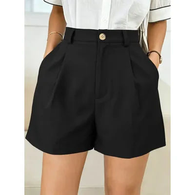 Shorts décontractés pour femmes, pantalons décontractés à taille haute, à jambes larges, en tissu uni, conçus pour un style décontracté