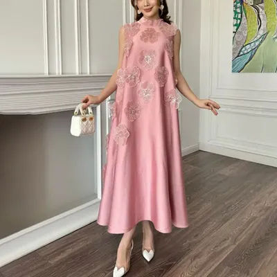Robes de soirée de luxe à col haut et longueur cheville, avec appliques florales, personnalisées et de haute qualité, en solde pour mariages