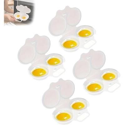 Set di 4 cuociuova a doppio scomparto per microonde, in plastica resistente al calore, ideali per cuocere le uova in camicia e a vapore, facili da pulire, perfetti per la casa, la cucina, il pranzo,